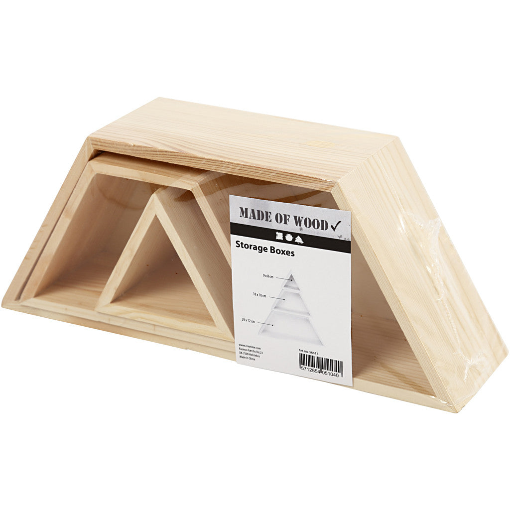 3 x Fyr Wood Christmas Tree Storage Boxes Decoration Crafts