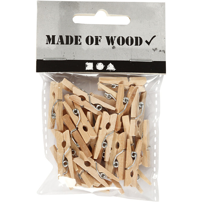 30 x Birch Wood Clothes Pegs With Metal Spiral Decoration Crafts L: 25mm W: 3mm