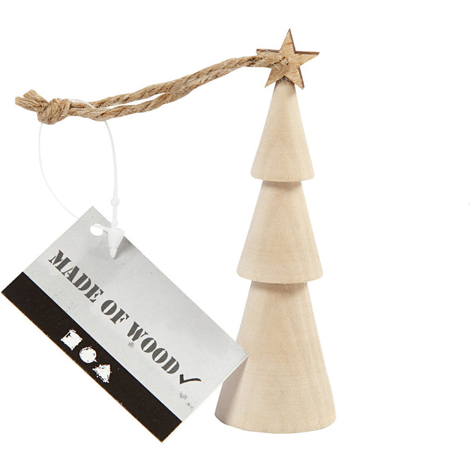 Solid Wood Christmas Tree With Star String Hanging Decoration Crafts 9 cm