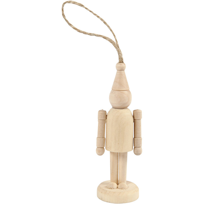 Poplar Wood Figure With Suspension Cord Hanging Decoration Crafts H: 9 cm