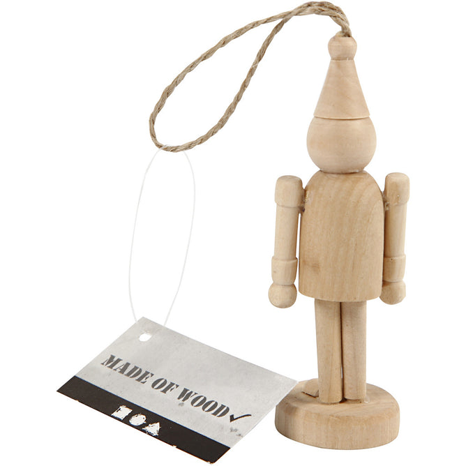 Poplar Wood Figure With Suspension Cord Hanging Decoration Crafts H: 9 cm