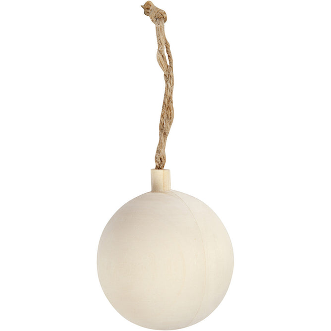Poplar Wood Christmas Ball Ornament With String Hanging Decoration Crafts D: 5.5 cm