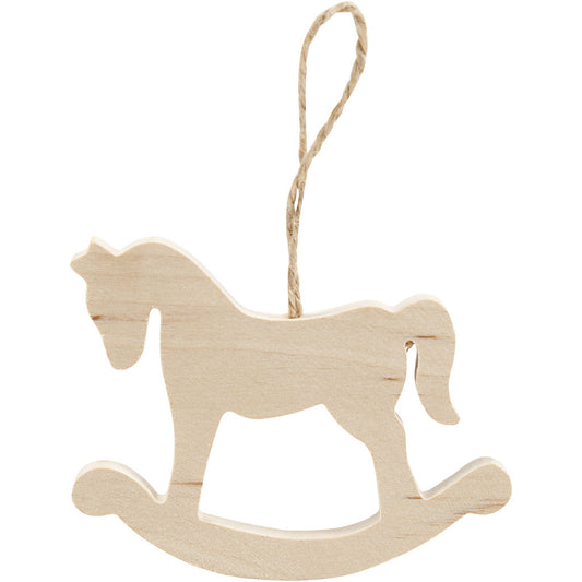 Pine Wood Rocking Horse With Suspension Cord Hanging Decoration Crafts W: 8 cm H: 6 cm