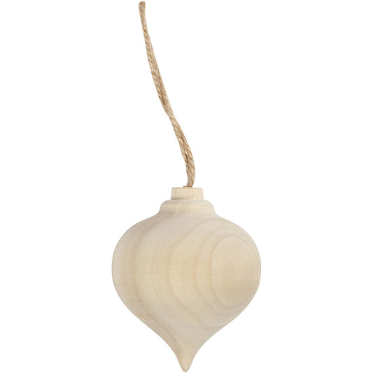 Poplar Wood Drop With Suspension Cord Hanging Decoration Crafts D: 5.5 cm