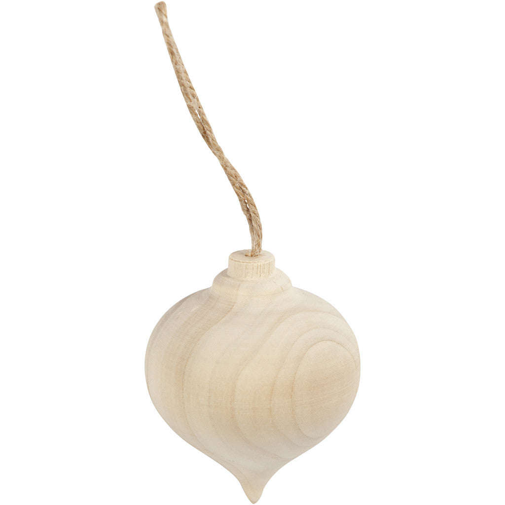 Poplar Wood Drop With Suspension Cord Hanging Decoration Crafts D: 5.5 cm