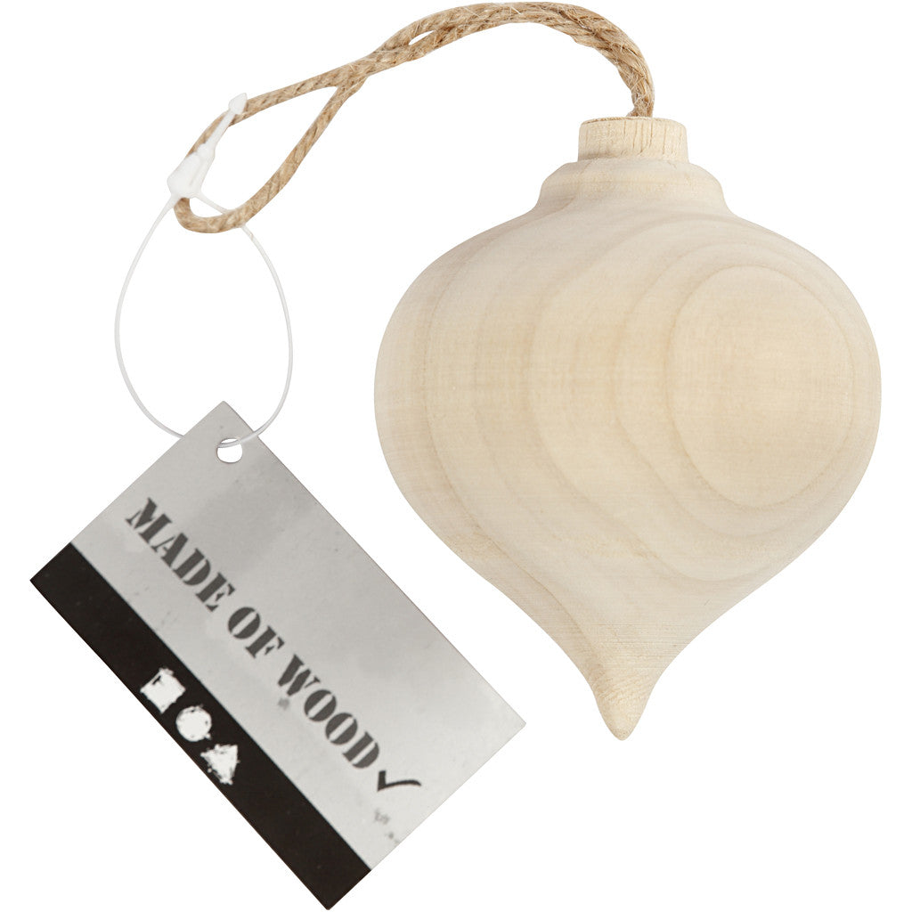 Poplar Wood Drop With Suspension Cord Hanging Decoration Crafts D: 5.5 cm