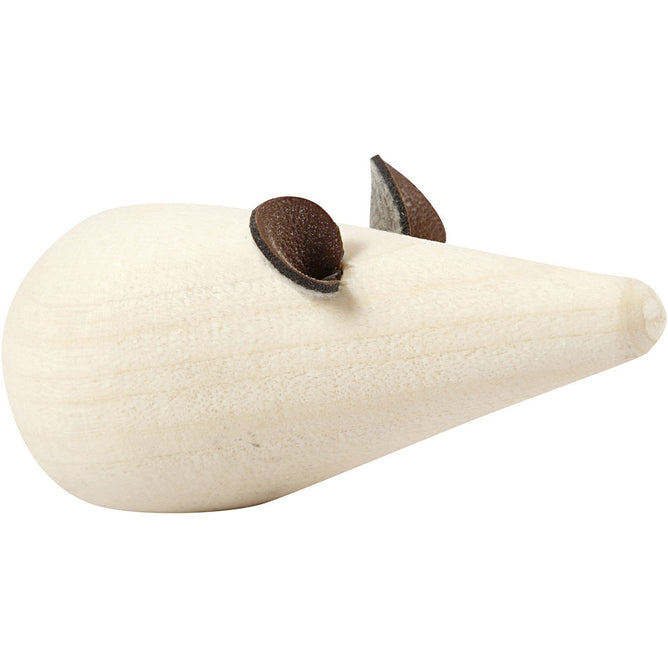 2 x Poplar Wood Mouse With Flat Bottom Decoration Crafts L: 6.5 cm D: 3.5 cm