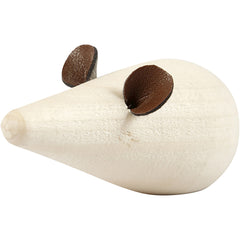 2 x Poplar Wood Mouse With Flat Bottom Decoration Crafts L: 6.5 cm D: 3.5 cm