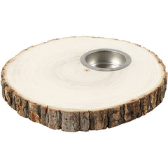 Light Wood Candlestick Board With Metal Holder Tealight Home Decoration Crafts D: 14-16 cm