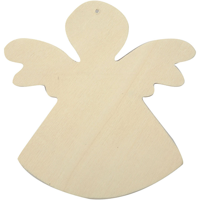 6 x Pine Wood Angels With Suspenion Hole Hanging Decoration Figures Crafts 12x11 cm