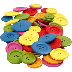 144 Wooden Mixed Glossy Bright Buttons Large 2/4 Hole Round Shaped Sewing Craft