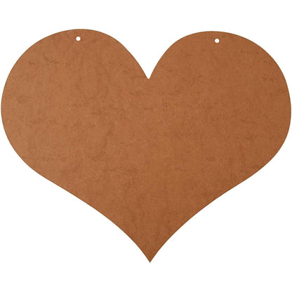 MDF Wood Big Heart With 2 Holes Hanging Decoration Crafts 50x40 cm T: 5 mm