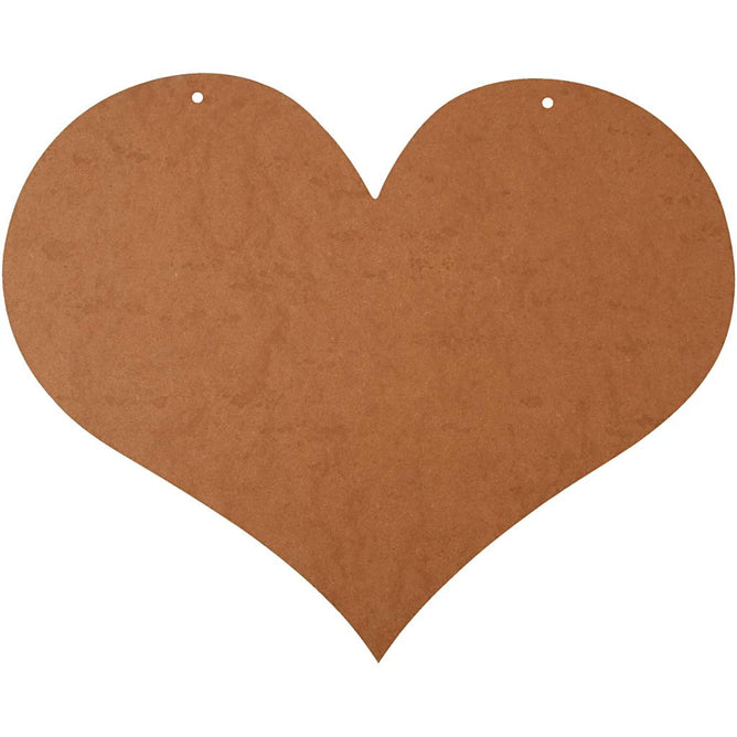 MDF Wood Big Heart With 2 Holes Hanging Decoration Crafts 50x40 cm T: 5 mm