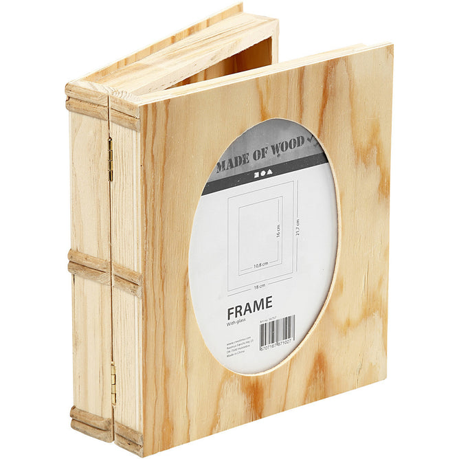 Plywood Wood Book Shaped Magnetic Closure Storage Box Decoration Crafts 21.7x18 cm