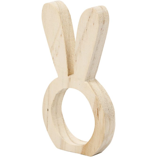 2 x Light Wood Hare Napkin Rings Tableware Deocrations Crafts W: 5.5cm
