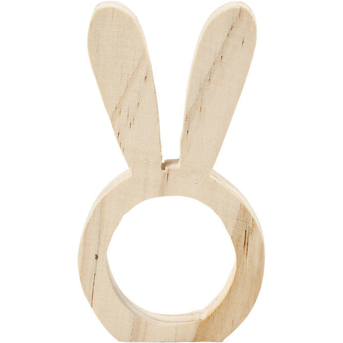 2 x Light Wood Hare Napkin Rings Tableware Deocrations Crafts W: 5.5cm
