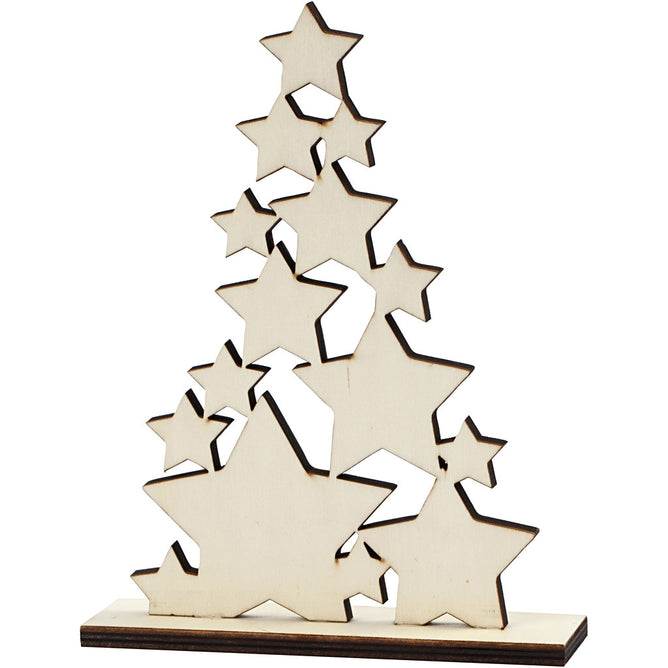 Wooden Christmas Tree With Dark Edges Decoration Crafts H: 19.6 cm W: 14.7 cm