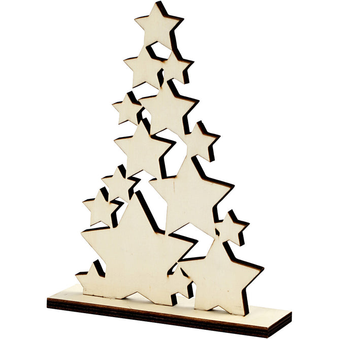 Wooden Christmas Tree With Dark Edges Decoration Crafts H: 19.6 cm W: 14.7 cm