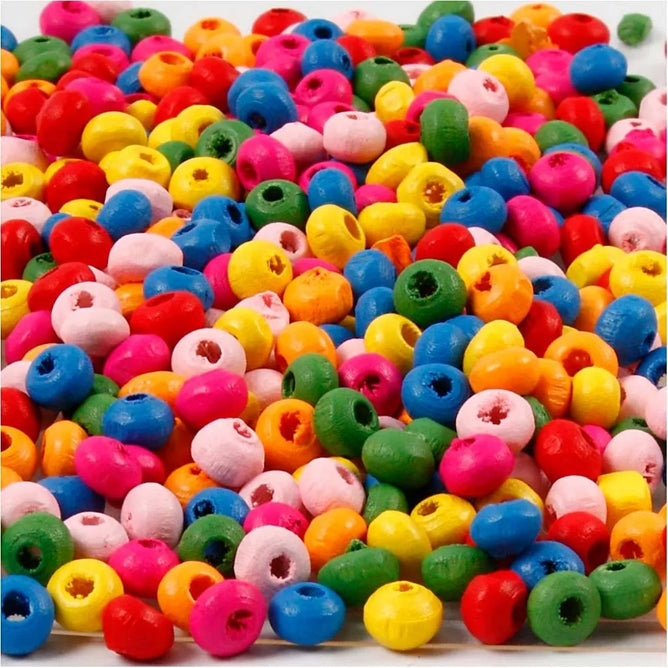 3100 x Assorted Colour Mix Wooden Bead Jewellery Making Supplies Crafts 8mm 500g