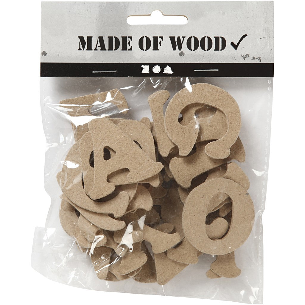 Wooden MDF Letter A-Z H: 4 cm, Thickness 2.5 mm - 26 Pieces - Hobby & Crafts