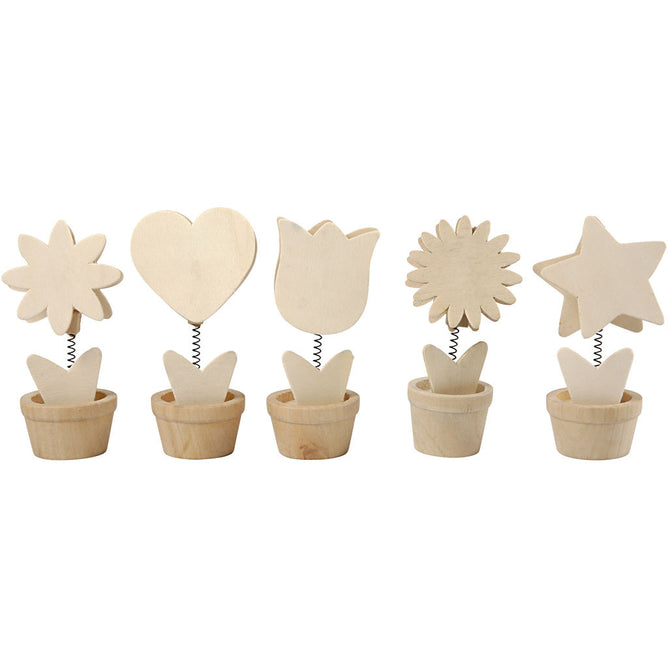 10 x Plywood Memo Holders With Metal Spring Decoration Crafts 10cm