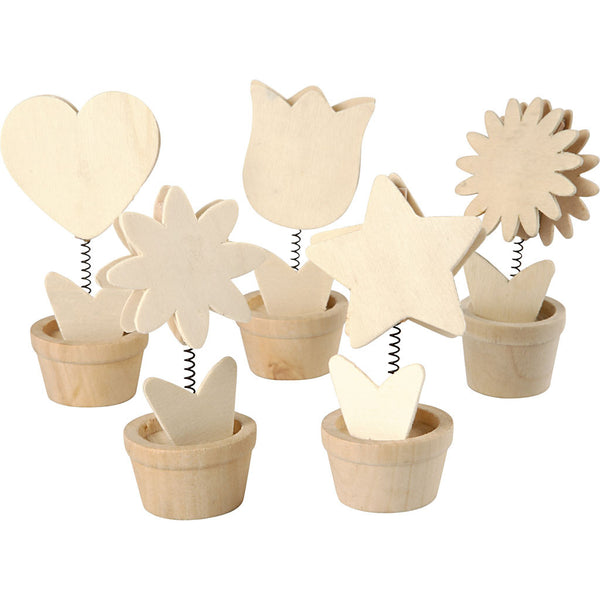 10 x Plywood Memo Holders With Metal Spring Decoration Crafts 10cm