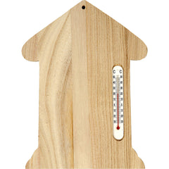 Paulownia Wood House With Thermometer Hanging Hole Decoration Crafts 23.5x16.5 cm
