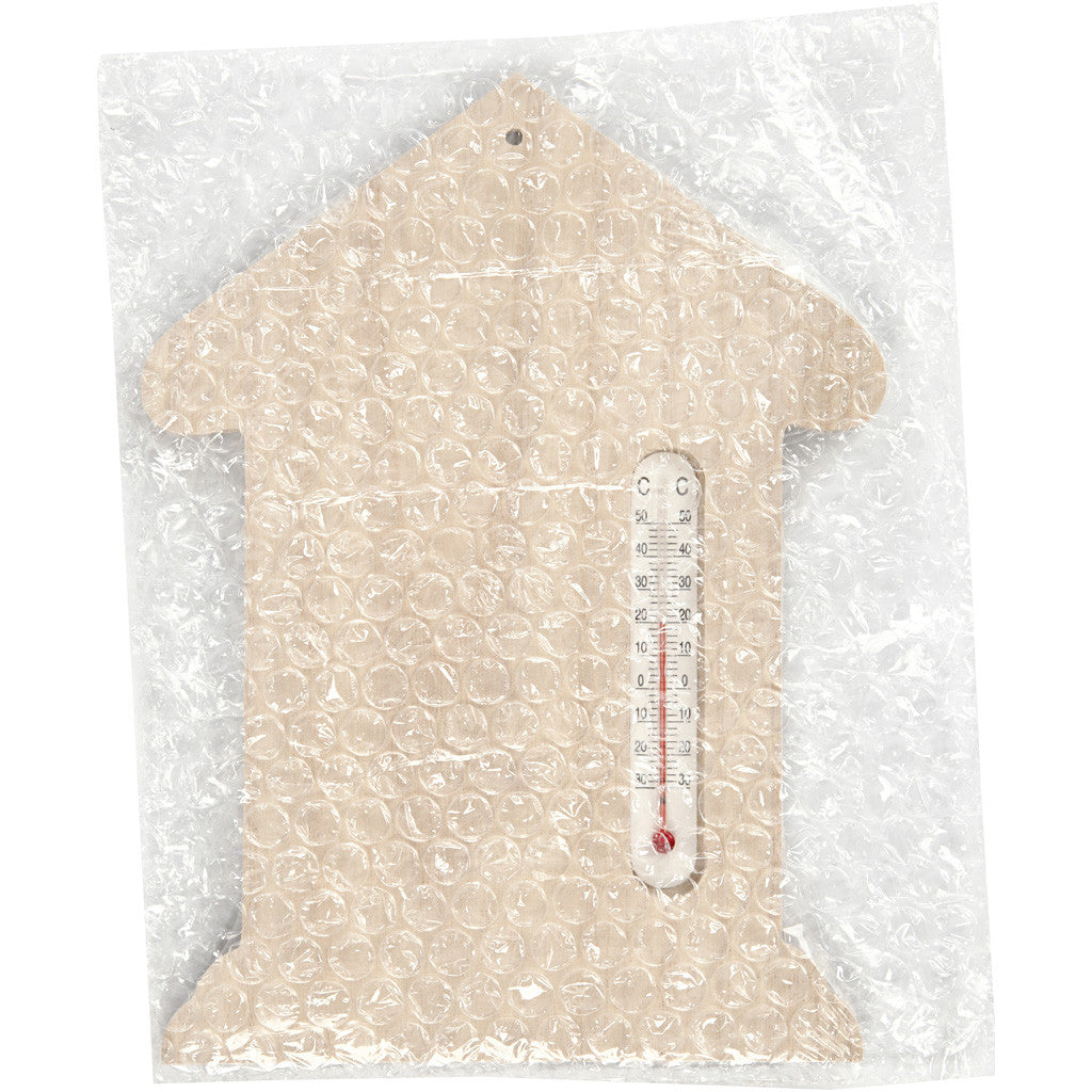 Paulownia Wood House With Thermometer Hanging Hole Decoration Crafts 23.5x16.5 cm