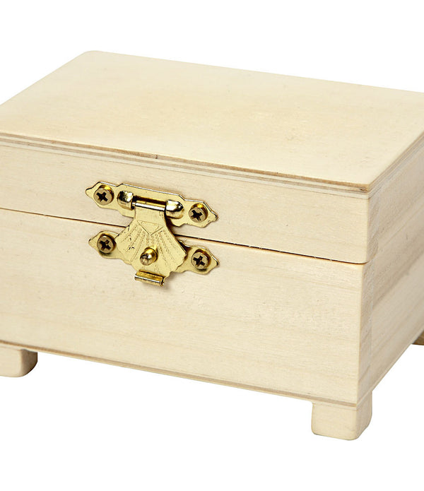 Wooden Treasure Chest Storage Box With Metal Clasp Decoration Crafts 6x9x6 cm