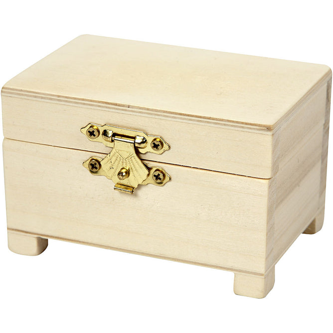 Wooden Treasure Chest Storage Box With Metal Clasp Decoration Crafts 6x9x6 cm