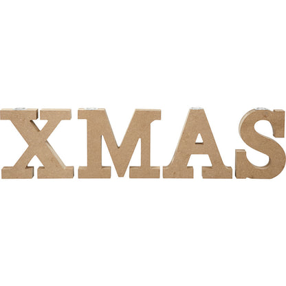 4 x MDF XMAS Metallic Candle Holders Christmas Home Furnishings Decoration Crafts H: 14.5 cm