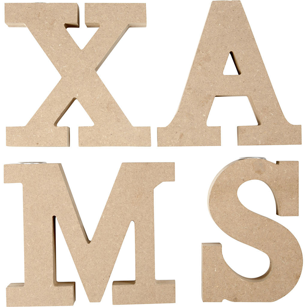 4 x MDF XMAS Metallic Candle Holders Christmas Home Furnishings Decoration Crafts H: 14.5 cm