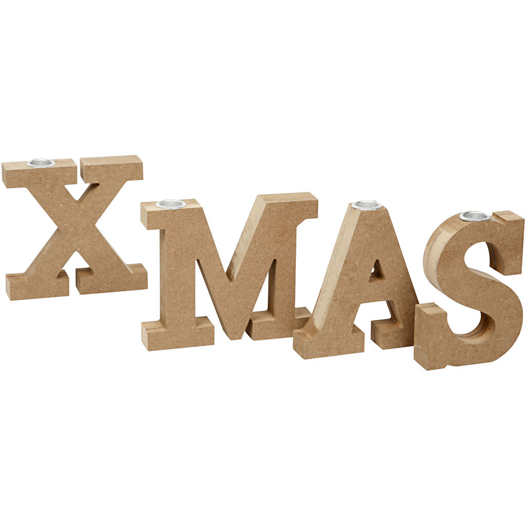 4 x MDF XMAS Metallic Candle Holders Christmas Home Furnishings Decoration Crafts H: 14.5 cm