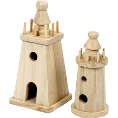 2 x Paulownia Wood Lighthouses Decoration Crafts 18x8 cm