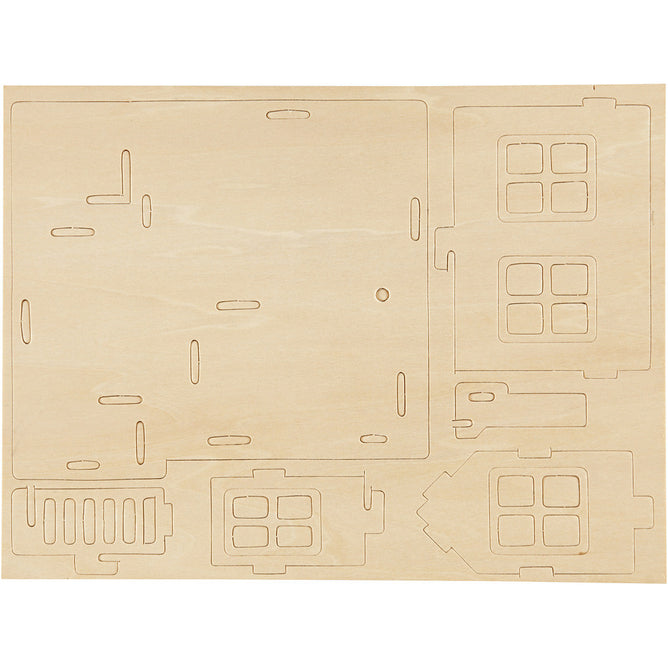 Plywood 3D Construction Kit Toys Children Decoration Crafts 19x17.5x15 cm - House With Terrace