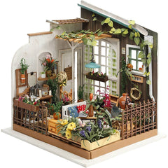 DIY Miniature Room Garden 21x19.5cm | Wooden Parts Dried Flowers Fabric Paper