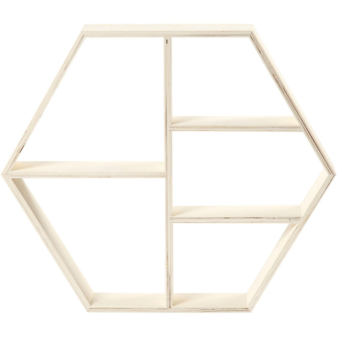 Plywood Hexagonal Frame Shelf Home Furnishings Decorations Crafts 38.5x33.5x5 cm