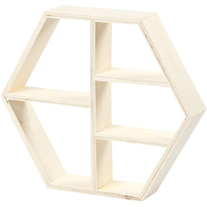 Plywood Hexagonal Frame Shelf Home Furnishings Decorations Crafts 28.5x25x5 cm