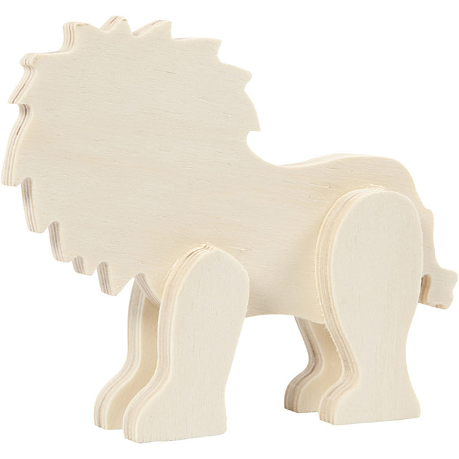 Plywood Animal With Glued Legs Decoration Crafts W: 16 cm H : 13 cm - Lion