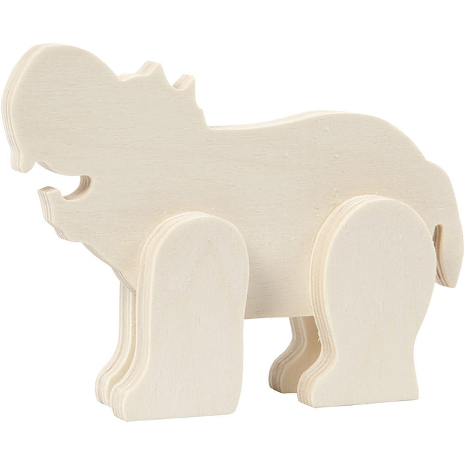 Plywood Animal With Glued Legs Decoration Crafts W: 16 cm H : 12 cm - Hippo