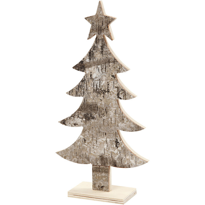 Light Wood Christmas Tree With Foot Decoration Crafts W: 13 cm H: 26 cm