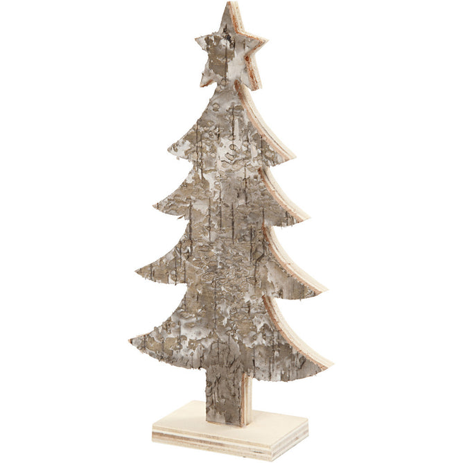 Light Wood Christmas Tree With Foot Decoration Crafts W: 9 cm H: 18 cm