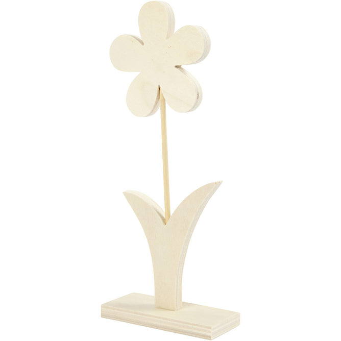 Light Wood Flower With Foot Decoration Crafts W: 9.5 cm H: 23 cm