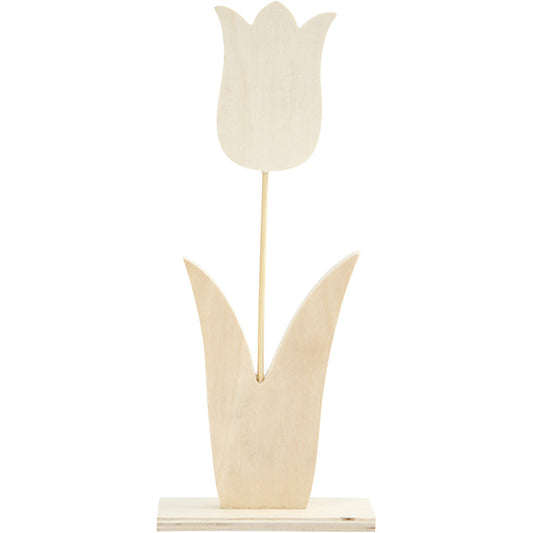 Light Wood Tulip Flower With Foot Decoration Crafts W: 31 cm H: 13 cm