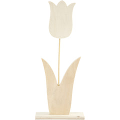 Light Wood Tulip Flower With Foot Decoration Crafts W: 31 cm H: 13 cm
