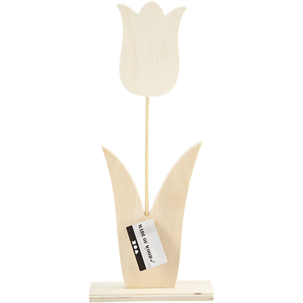 Light Wood Tulip Flower With Foot Decoration Crafts W: 31 cm H: 13 cm