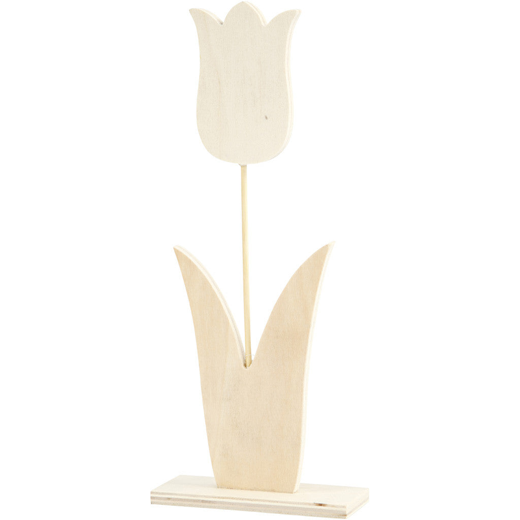 Light Wood Tulip Flower With Foot Decoration Crafts W: 31 cm H: 13 cm