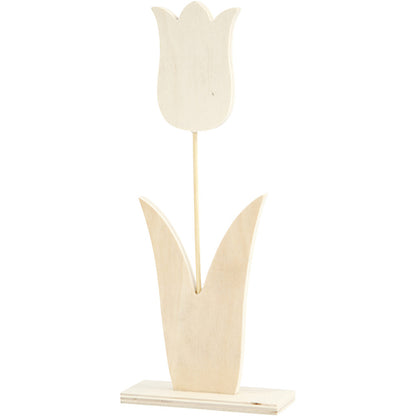 Light Wood Tulip Flower With Foot Decoration Crafts W: 31 cm H: 13 cm