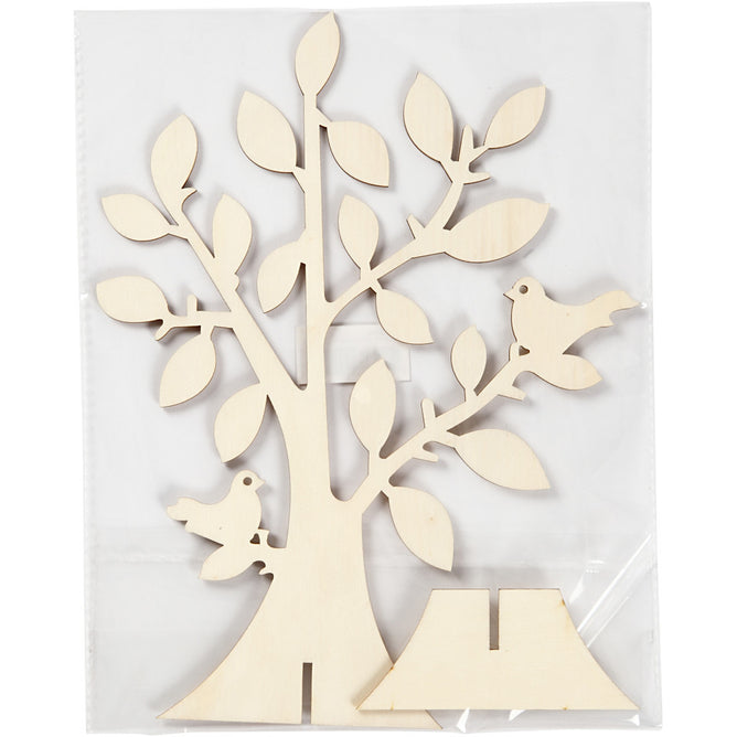 Wooden Tree With Brids Crossfoot Decoration Crafts H: 24 cm W: 18.4 cm