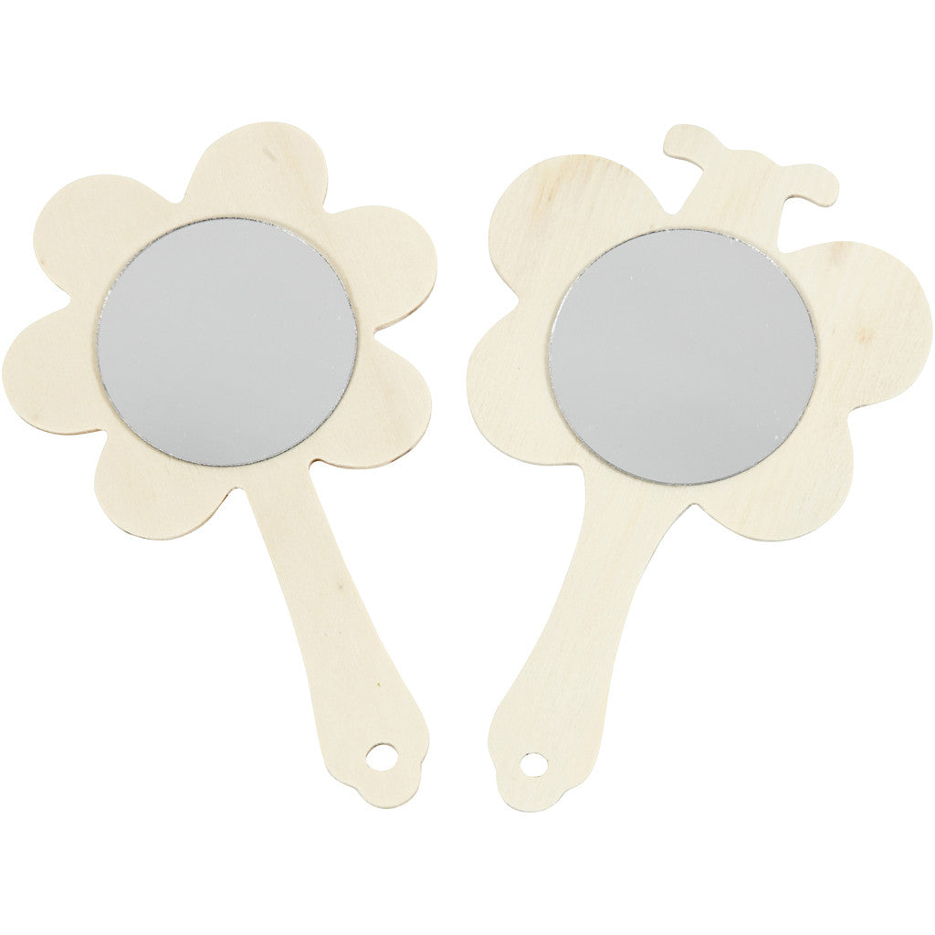 20 x Plywood Hand Frames With Mirrors Home Decoration Crafts W: 9 cm - Butterflies Flowers